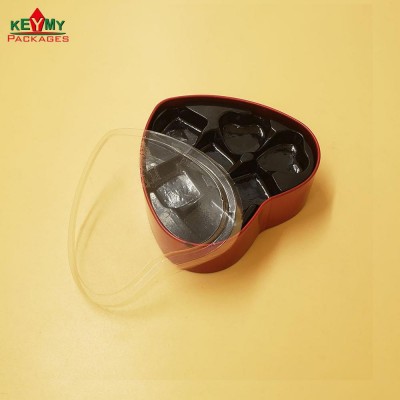 customize heart shape blister trray with lid for chocolate in tin box from Shenzhen factory