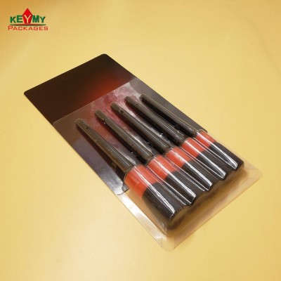 Custom full set of slide plastic blister for brushes with paper card in Shenzhen