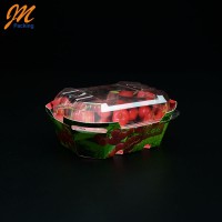 Custom 125g food grade fruit tray paper food tray with plastic lid